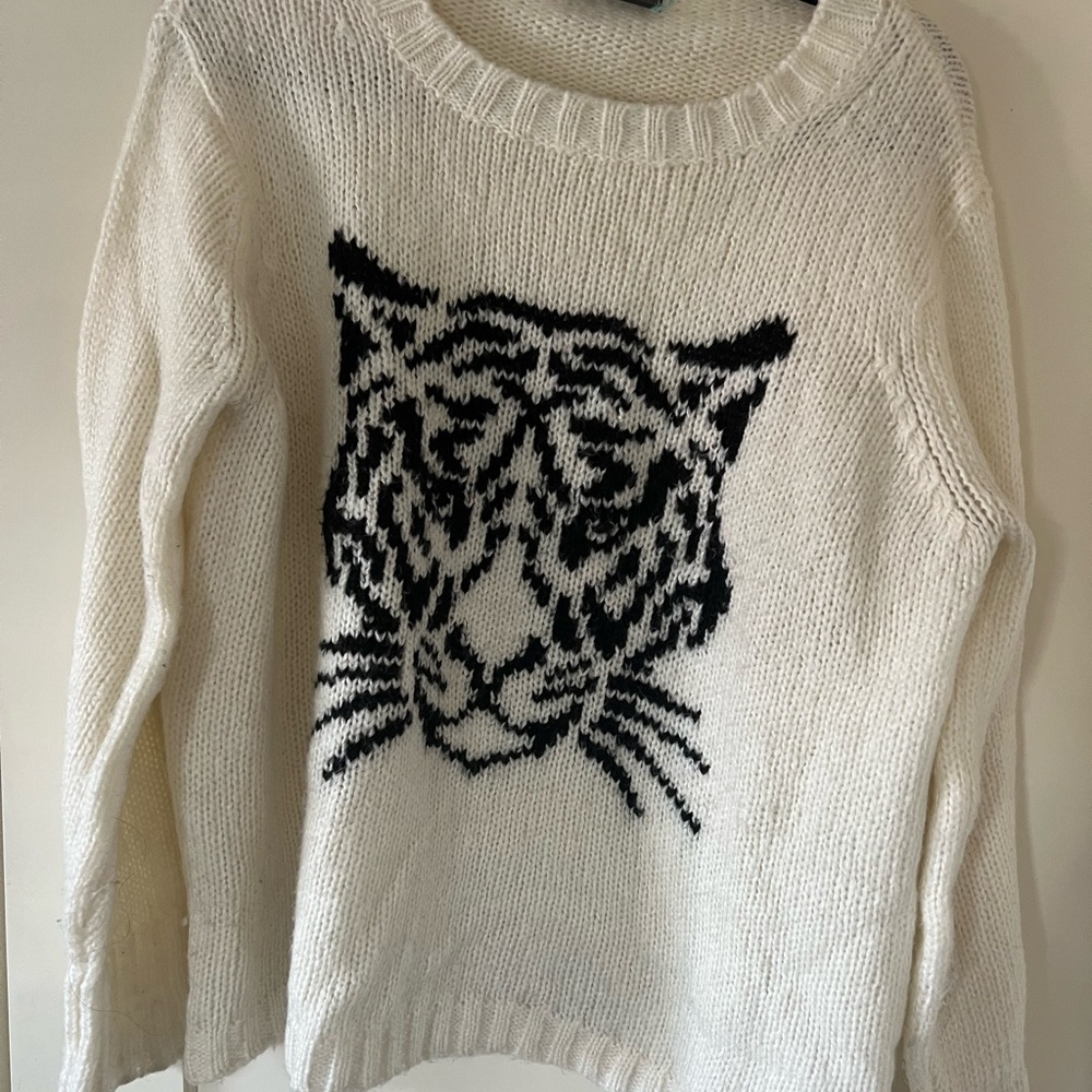 Wooden Ships Tiger Face Chunky
Knit Sweater Size S/M
